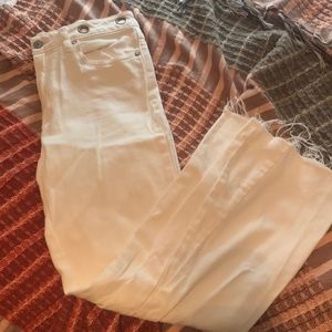 Free People white cropped jeans